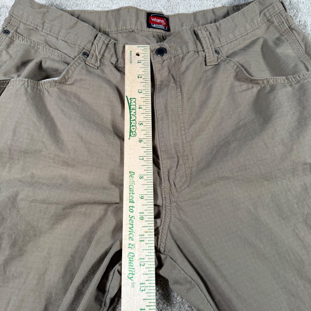 Wrangler Workwear Pants Mens 38x34 (FITS 36x32) Tan Ripstop Utility Trousers - Picture 8 of 10